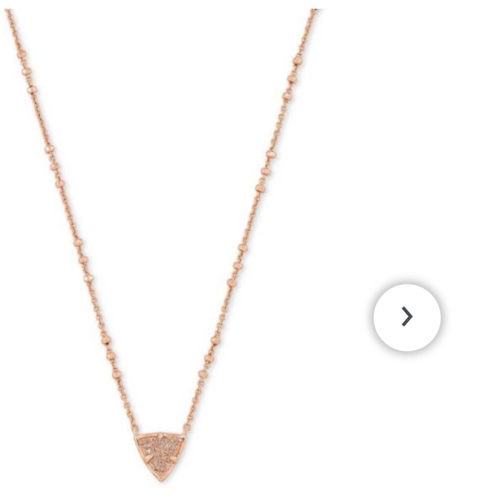Kendra Scott Perry Rose Gold Pendant Necklace in Sand Drusy